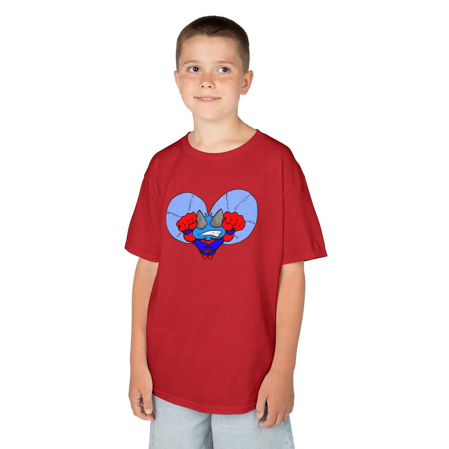 Astro-Fly Kids Superhero T‑Shirt — Cute Blue Hero Design