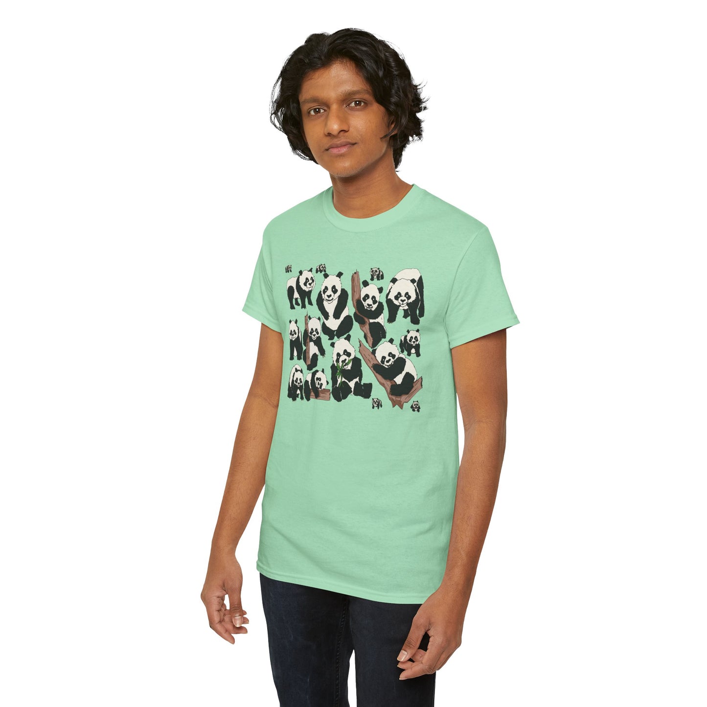 Cute Panda Design Unisex Heavy Cotton Tee | Animal Lover Gift, Casual Wear, Eco-Friendly Apparel, Nature Enthusiast Clothing