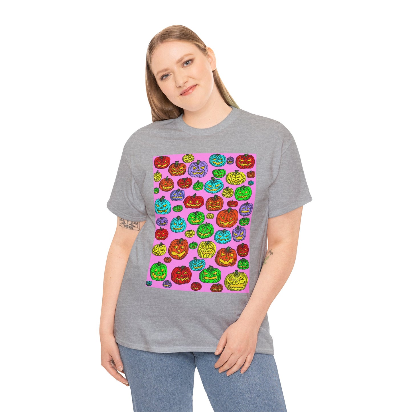 Colorful Pumpkin Graphic Tee, Unisex Cotton T-Shirt, Halloween Costume, Fall Apparel, Trendy Graphic Shirt, Casual Wear