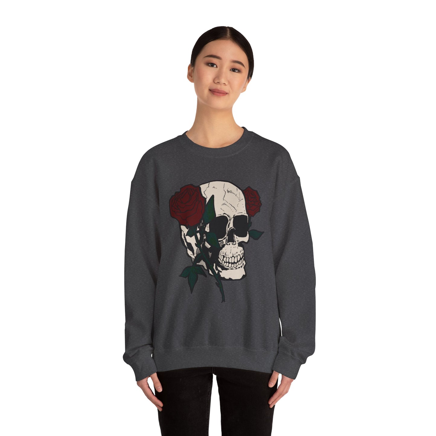 Skull & Rose Crewneck Sweatshirt - Unisex Heavy Blend™