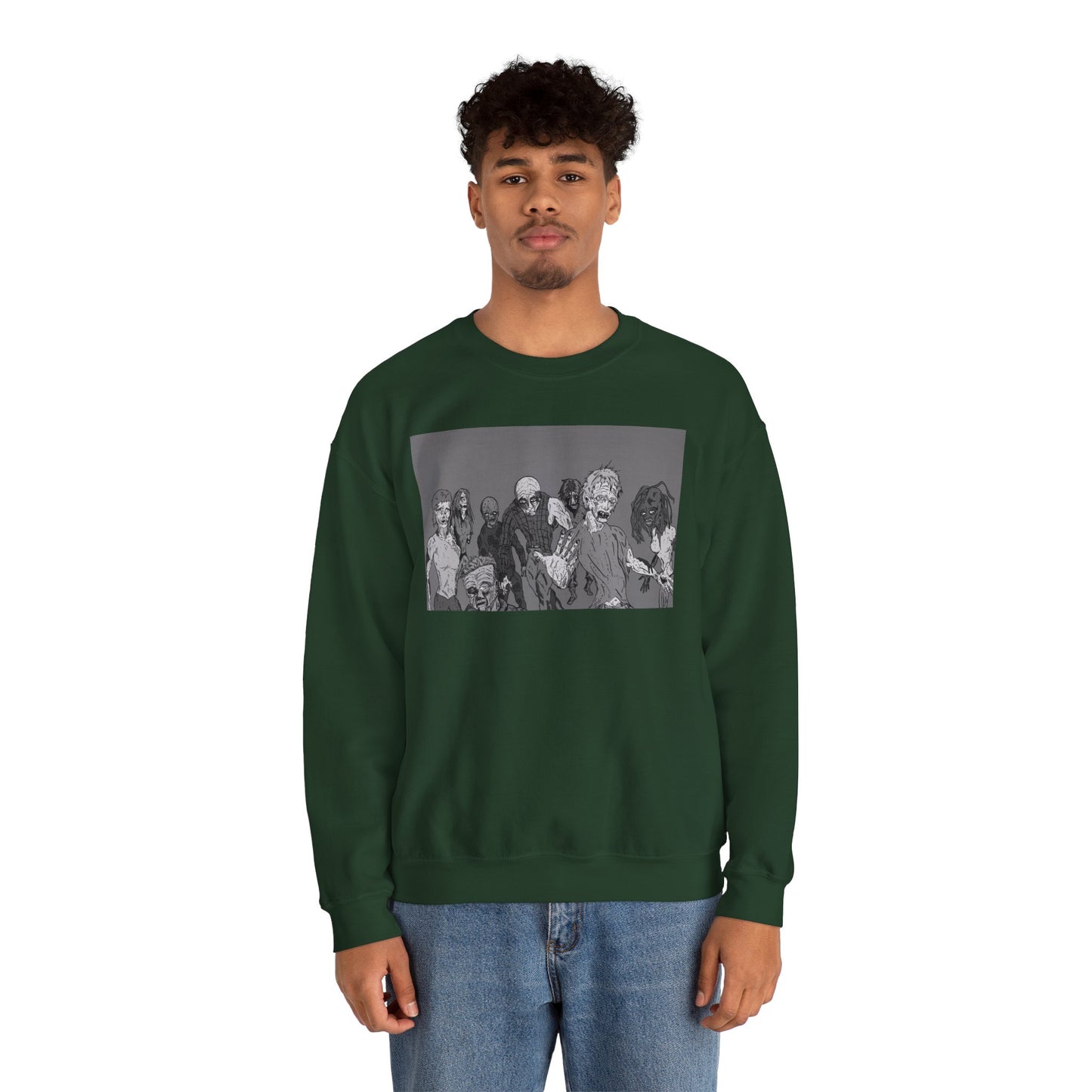 Vintage Zombie Horror Crewneck Sweatshirt - Unisex Heavy Blend™