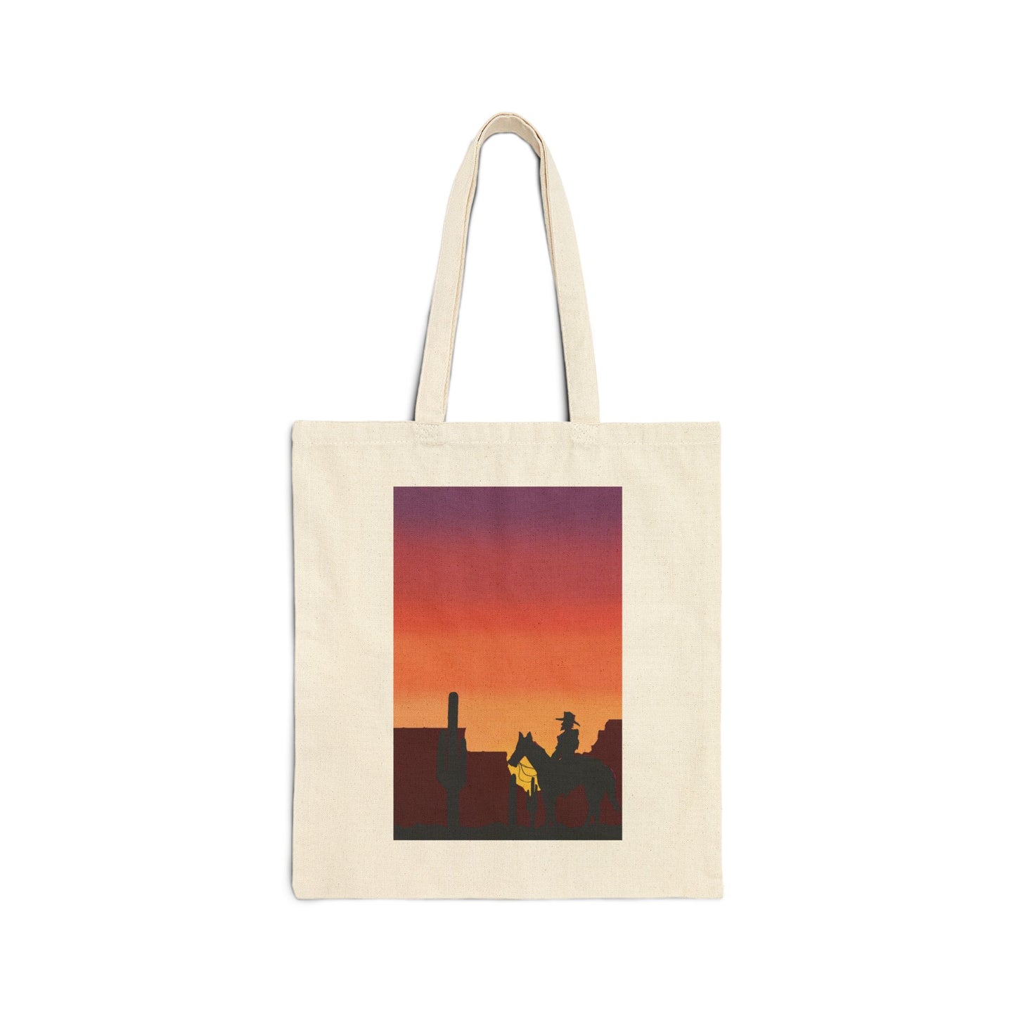Sunset Silhouette Canvas Tote Bag – Desert Skyline Sunset Eco Tote