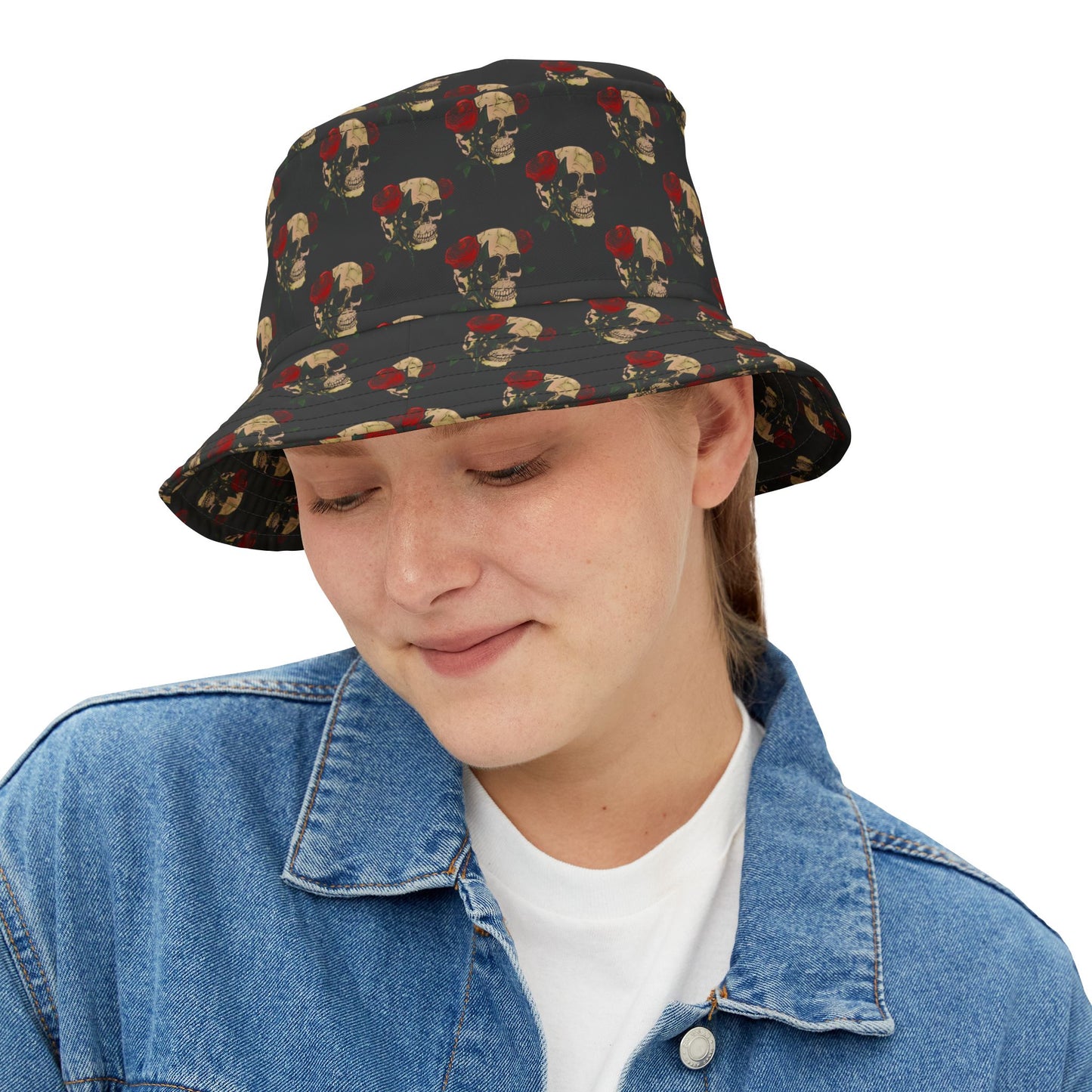 Vintage Skull Pattern Bucket Hat — Gothic AOP