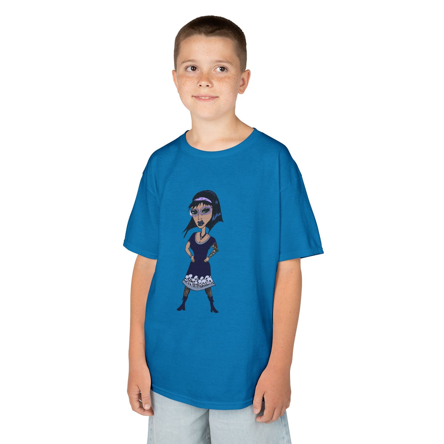 Kids Tee — Vintage Gothic Girl Cartoon Graphic Tee for Children