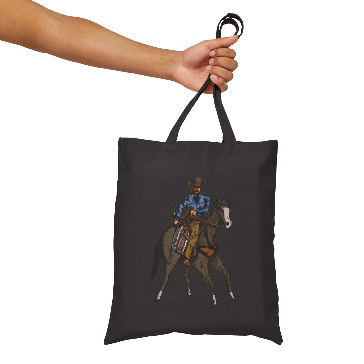 Cowboy on Horse Canvas Tote Bag — Western Ranch Rider Tote