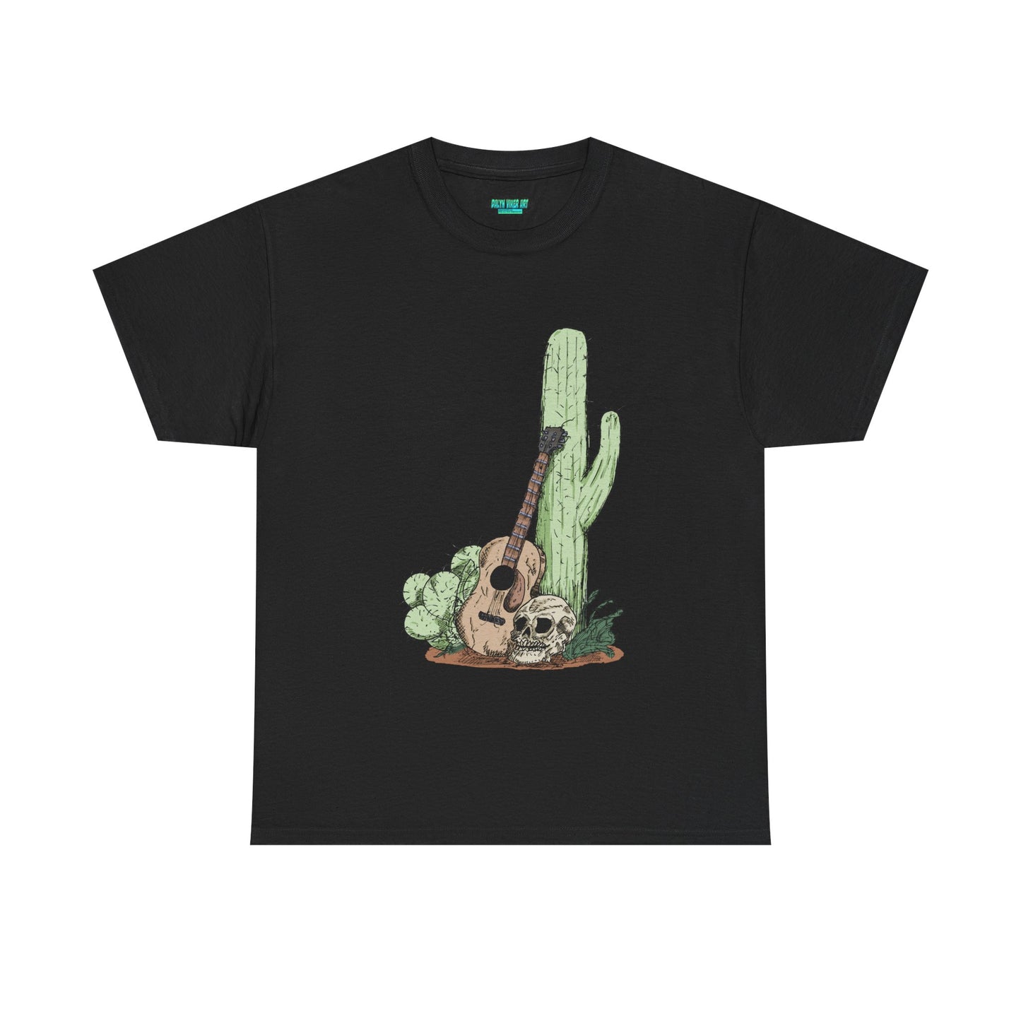 Desert Vibe Graphic Tee - Unisex Heavy Cotton Shirt, Boho Cactus Shirt, Guitar Lover's Gift, Summer Top, Music T-Shirt