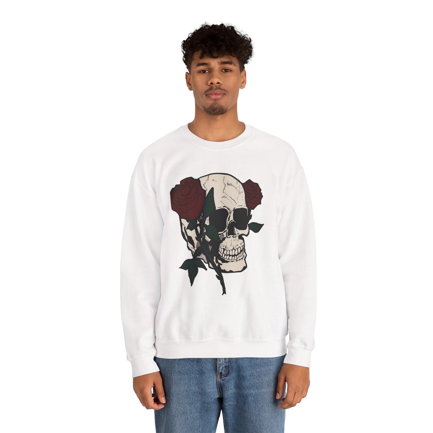 Skull & Rose Crewneck Sweatshirt - Unisex Heavy Blend™