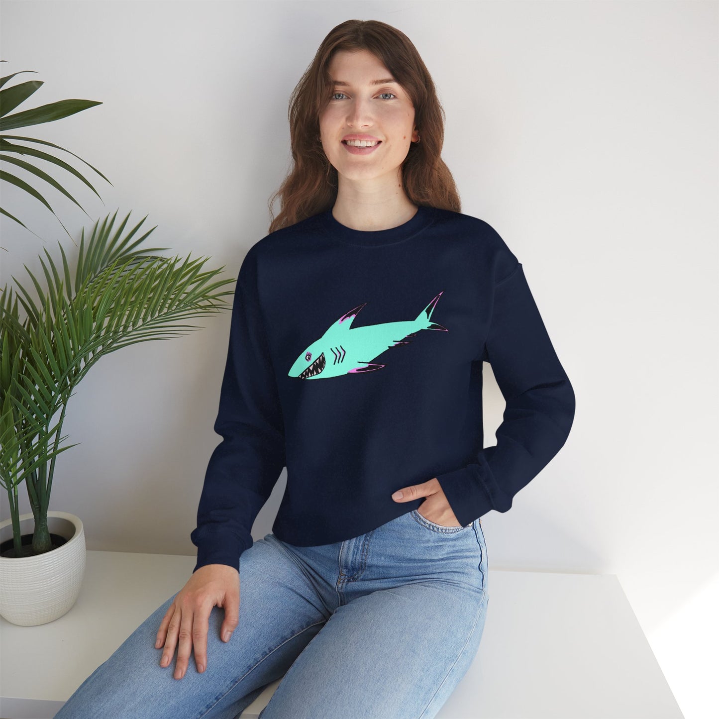 Charming Shark Graphic Sweatshirt - Unisex Heavy Blend™ Crewneck