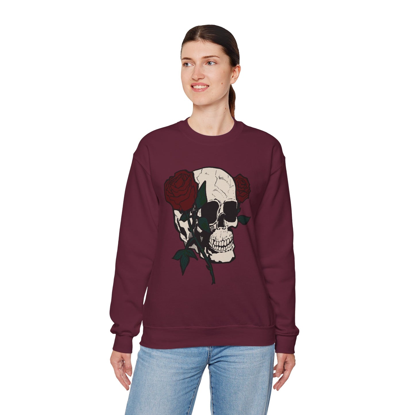 Skull & Rose Crewneck Sweatshirt - Unisex Heavy Blend™