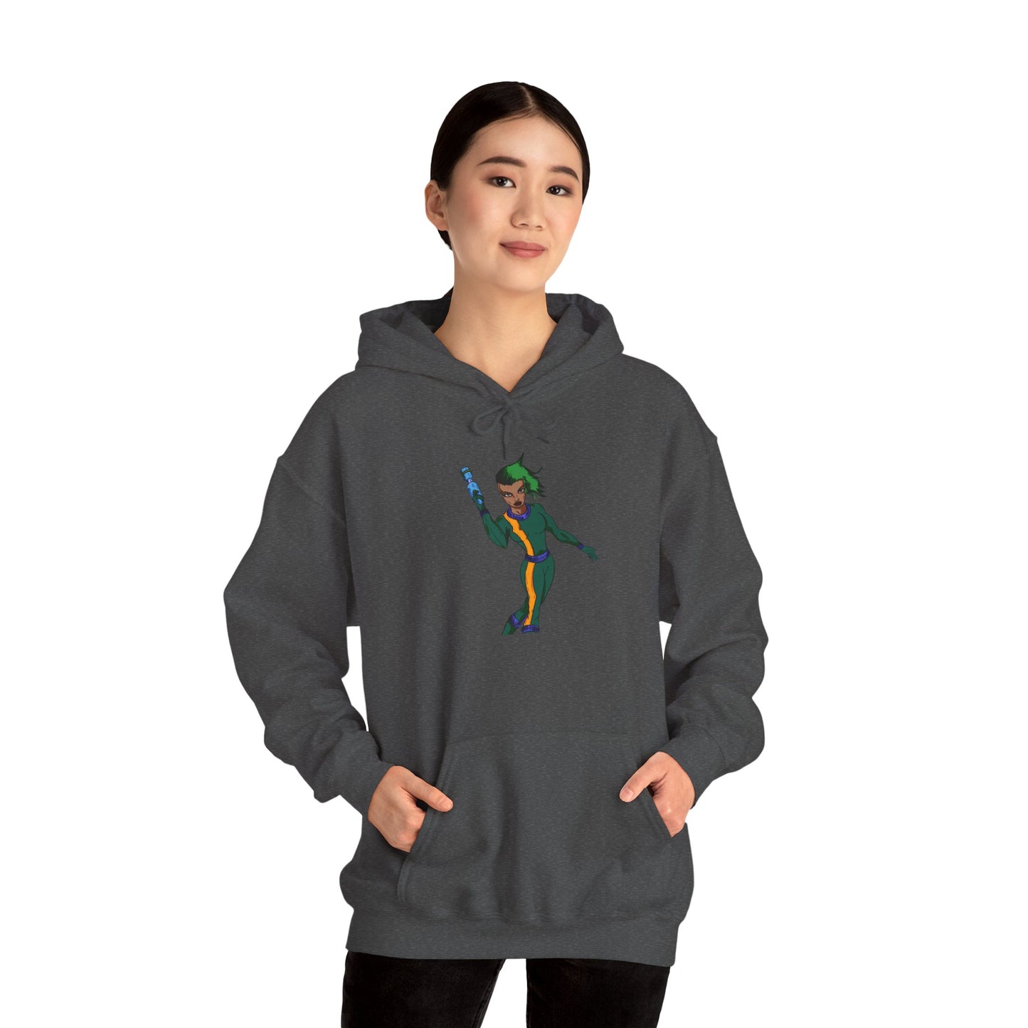 Funky Retro Space Warrior Hoodie - Unisex Heavy Blend™ Hooded Sweatshirt, Cozy Trendy Pullover, Perfect Gift for Dance Lovers, Party Vibes, [...]