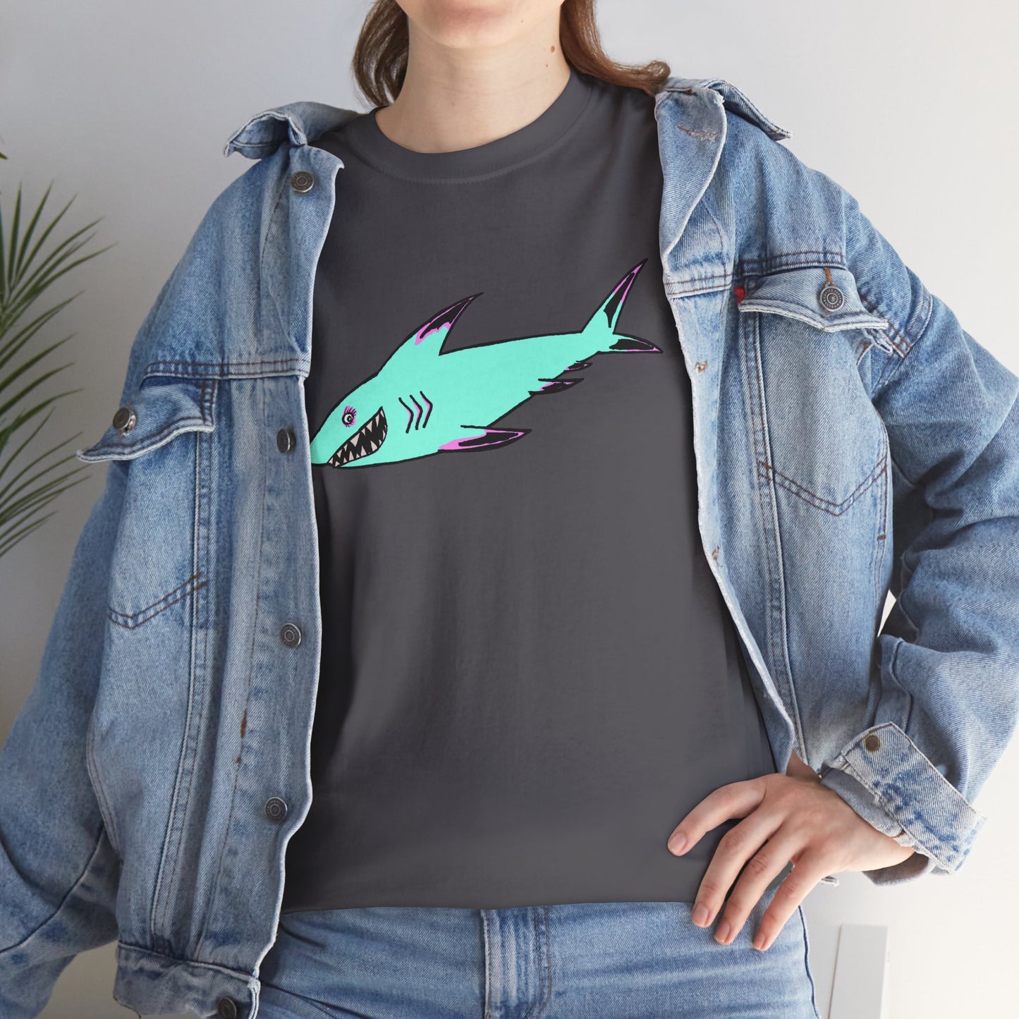 Cool Shark Graphic Unisex Heavy Cotton Tee, Ocean Lover Shirt, Beachwear, Casual Everyday Tee, Gift for Sharks Fans