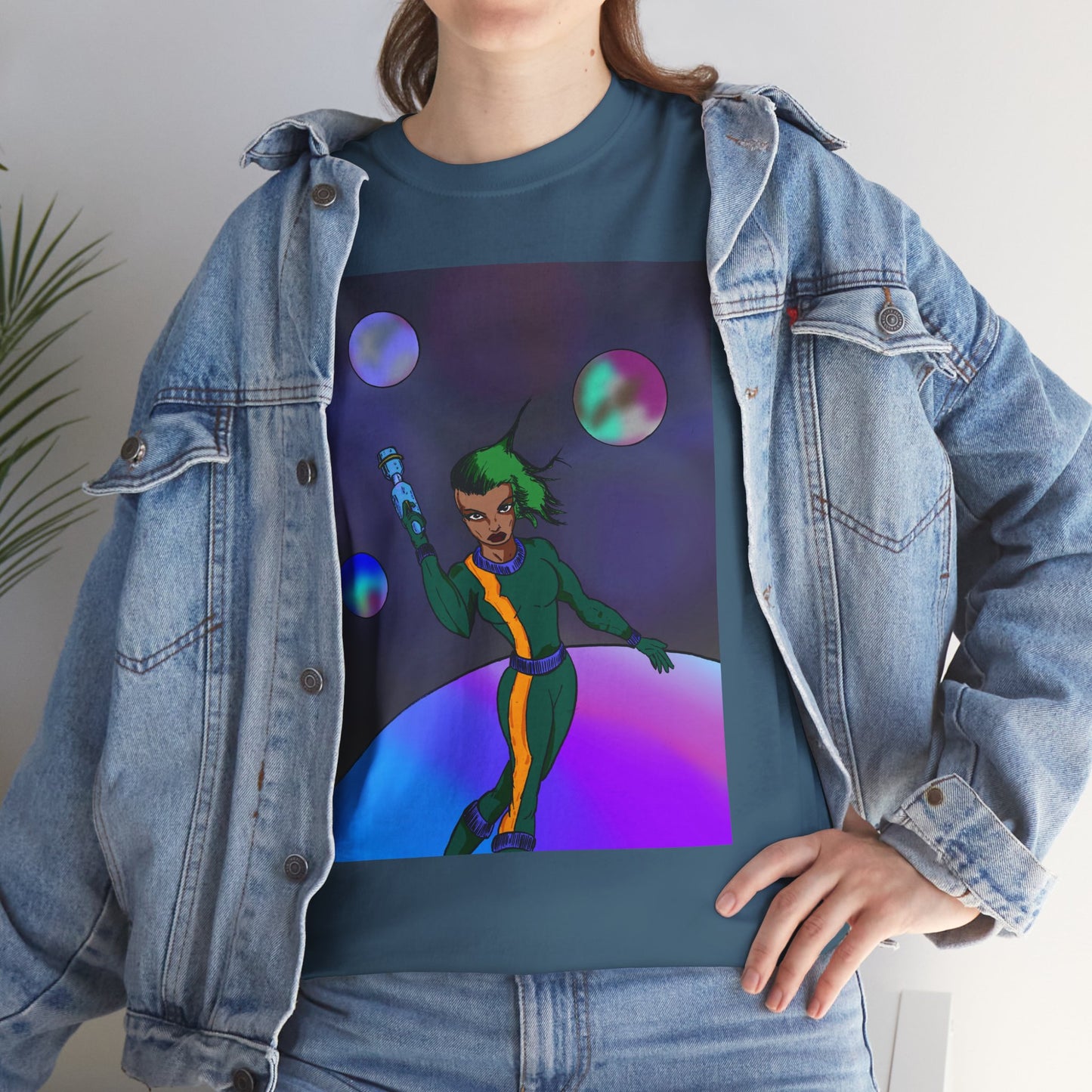 Cosmic Hero Vibe Tee - Unisex Heavy Cotton Tee, Space Art Shirt, Retro Sci-Fi T-Shirt, Gift for Space Lovers, Unique Graphic Tee