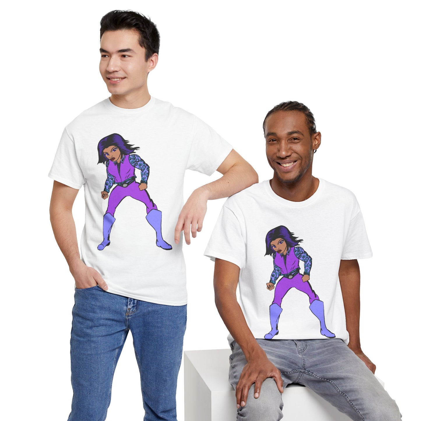 Retro Cartoon Hero Woman Character Unisex Heavy Cotton Tee, Vintage Graphic Tee, Fun T-Shirt, Gift for Fans, Casual Wear, Everyday Tee