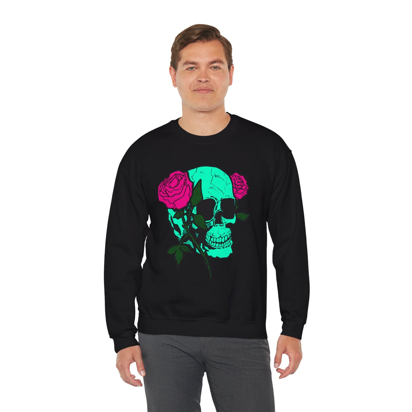 Skull and Roses Crewneck Sweatshirt for Trendsetters