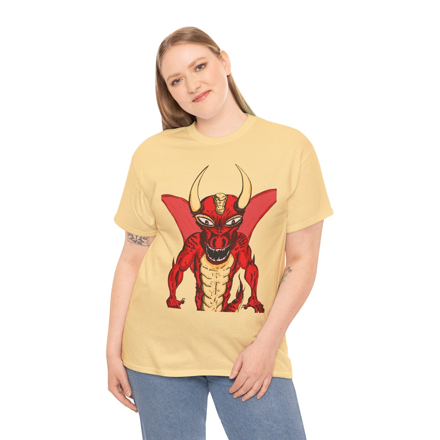 Bold Red Dragon Unisex Heavy Cotton Tee | Graphic Shirt for Anime Fans, Party Wear, Casual Outfit, Gift for Him/Her