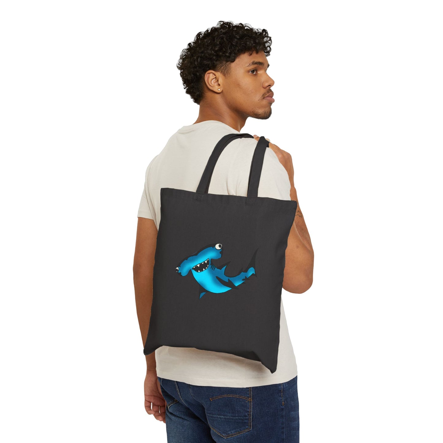 Harley Hammerhead Shark Canvas Tote Bag – Cute Ocean Animal Beach Market Bag