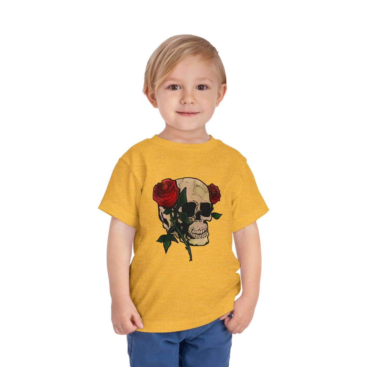 Toddler Tee — Skull with Red Roses Graphic