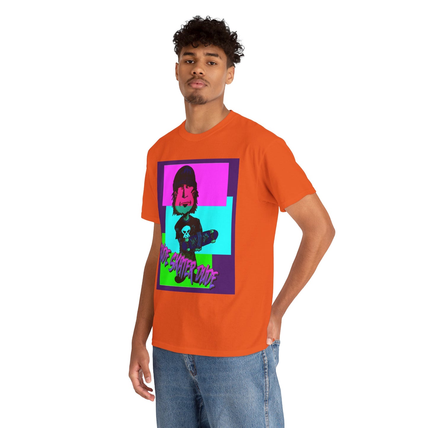 Retro Neon Skateboard Tee — "Rude Skater Dude" Graphic