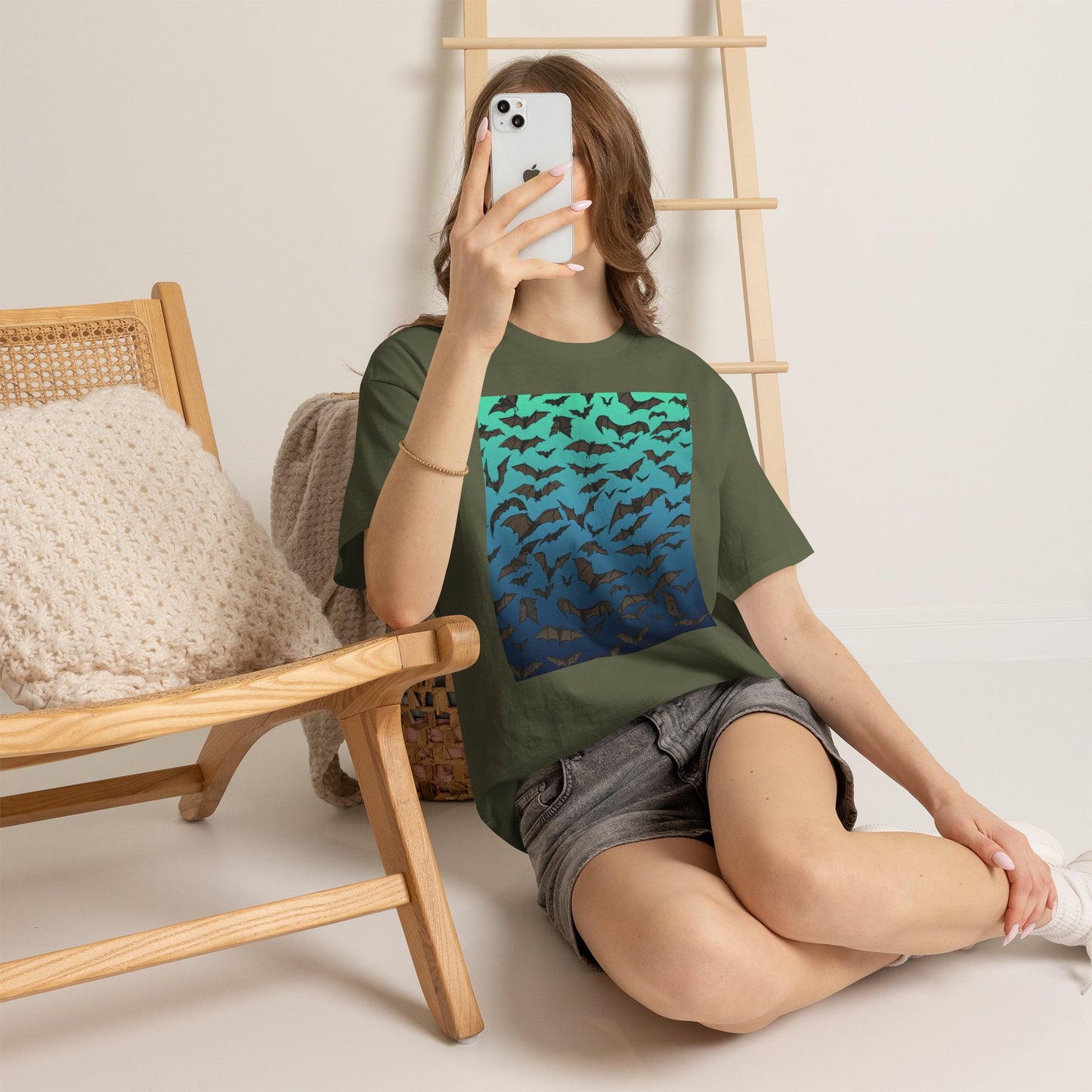 Bat Swarm Graphic Tee — Gradient Night Flight T-Shirt
