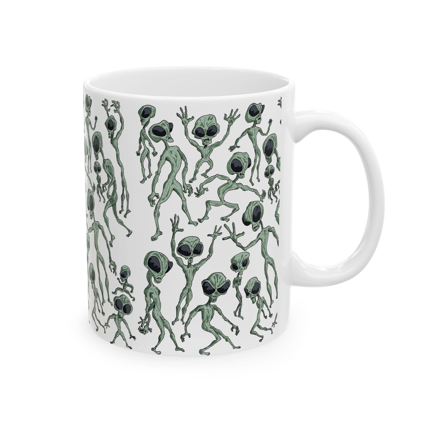 Alien Dance Party Ceramic Mug - Fun Gift for Sci-Fi Lovers, Unique Coffee Cup, Quirky Kitchen Decor, Perfect for Birthdays, Holidays