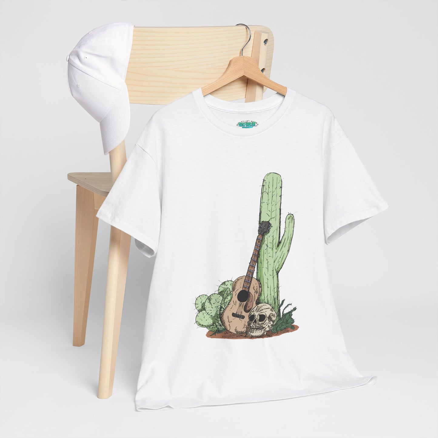 Desert Vibe Graphic Tee - Unisex Heavy Cotton Shirt, Boho Cactus Shirt, Guitar Lover's Gift, Summer Top, Music T-Shirt