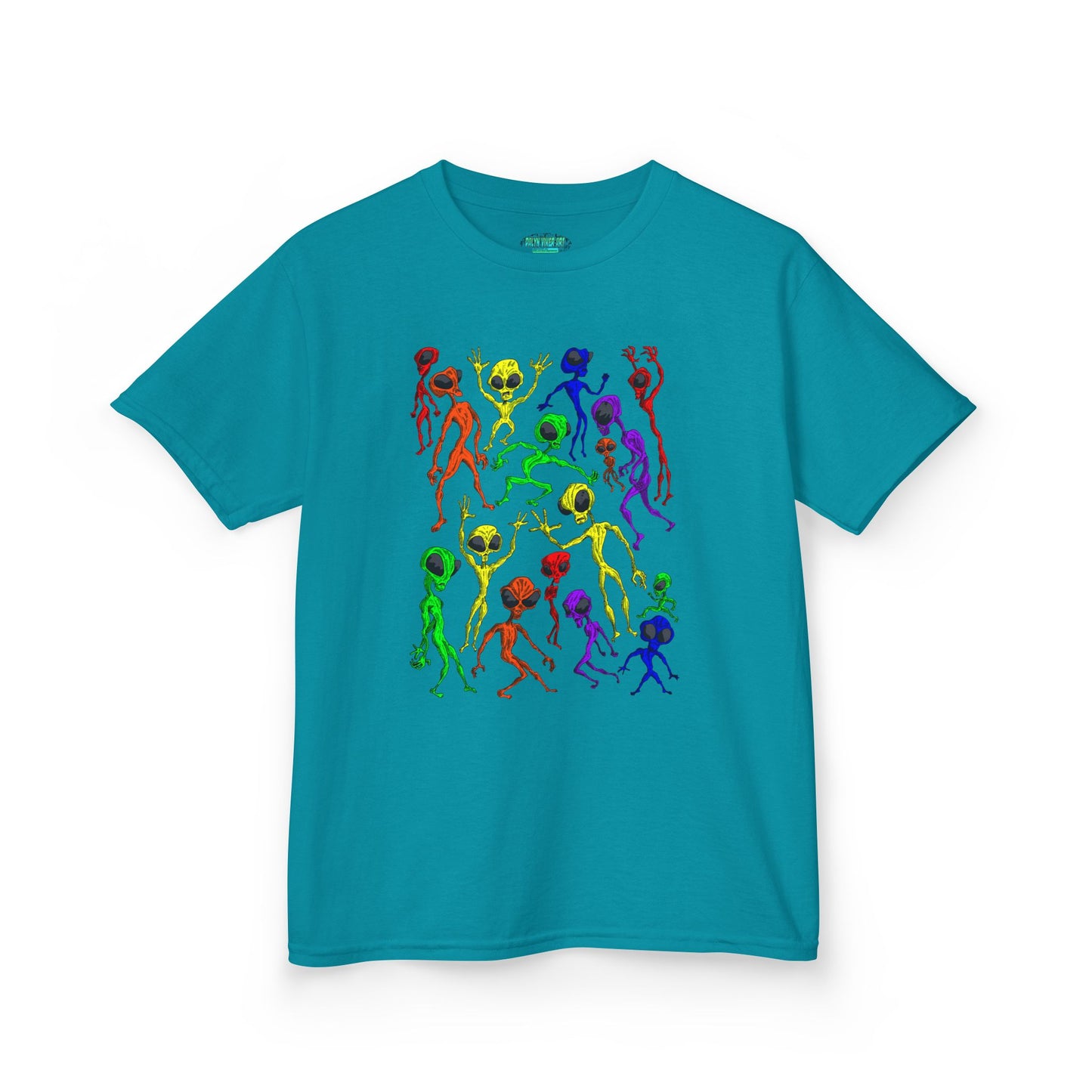 Colorful Alien Dance Party Kids Tee, Fun Graphic T-Shirt, Youth Summer Apparel, Gift for Young Dancers, Birthday Party Outfit, Festival Wear