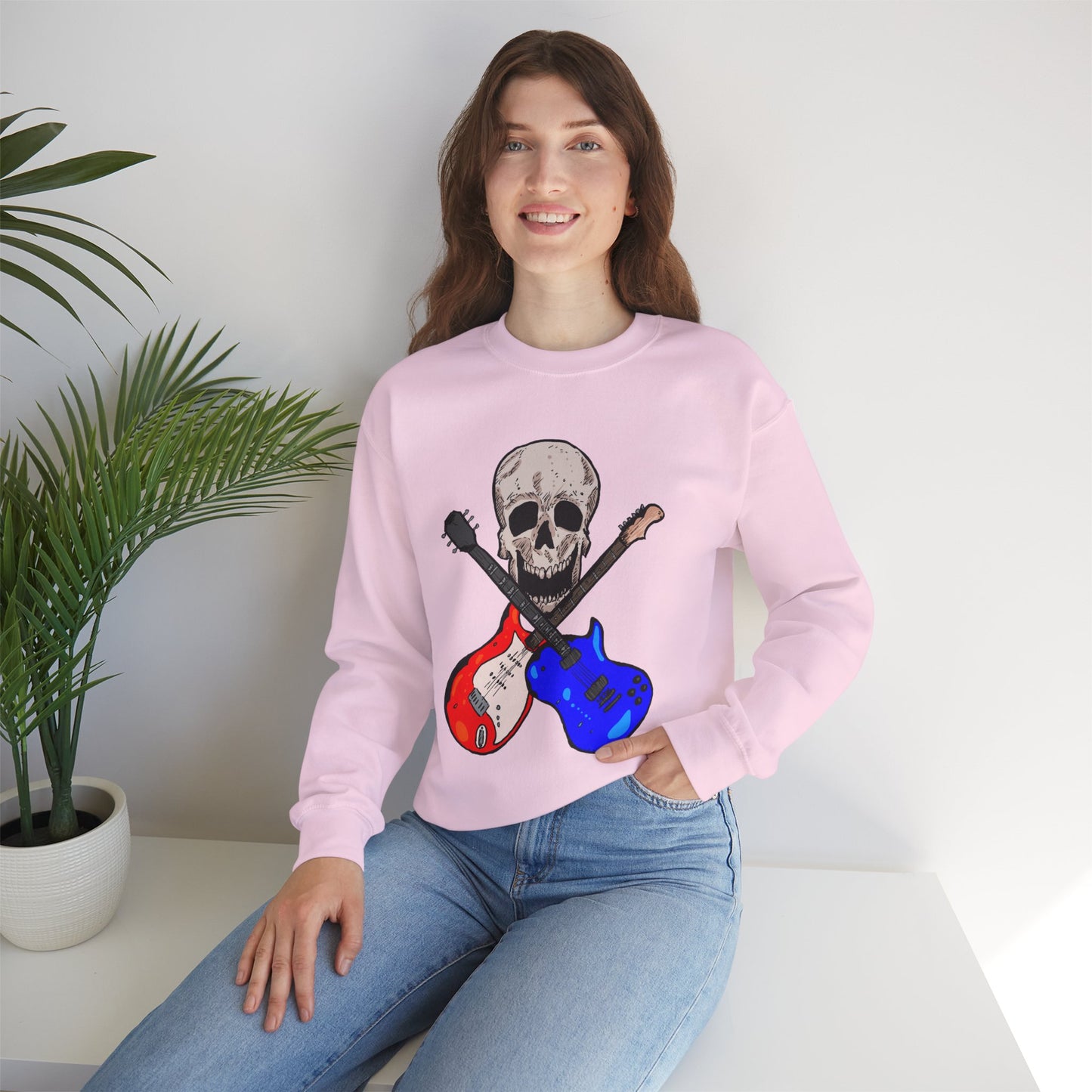 Skull and Guitar Crewneck Sweatshirt