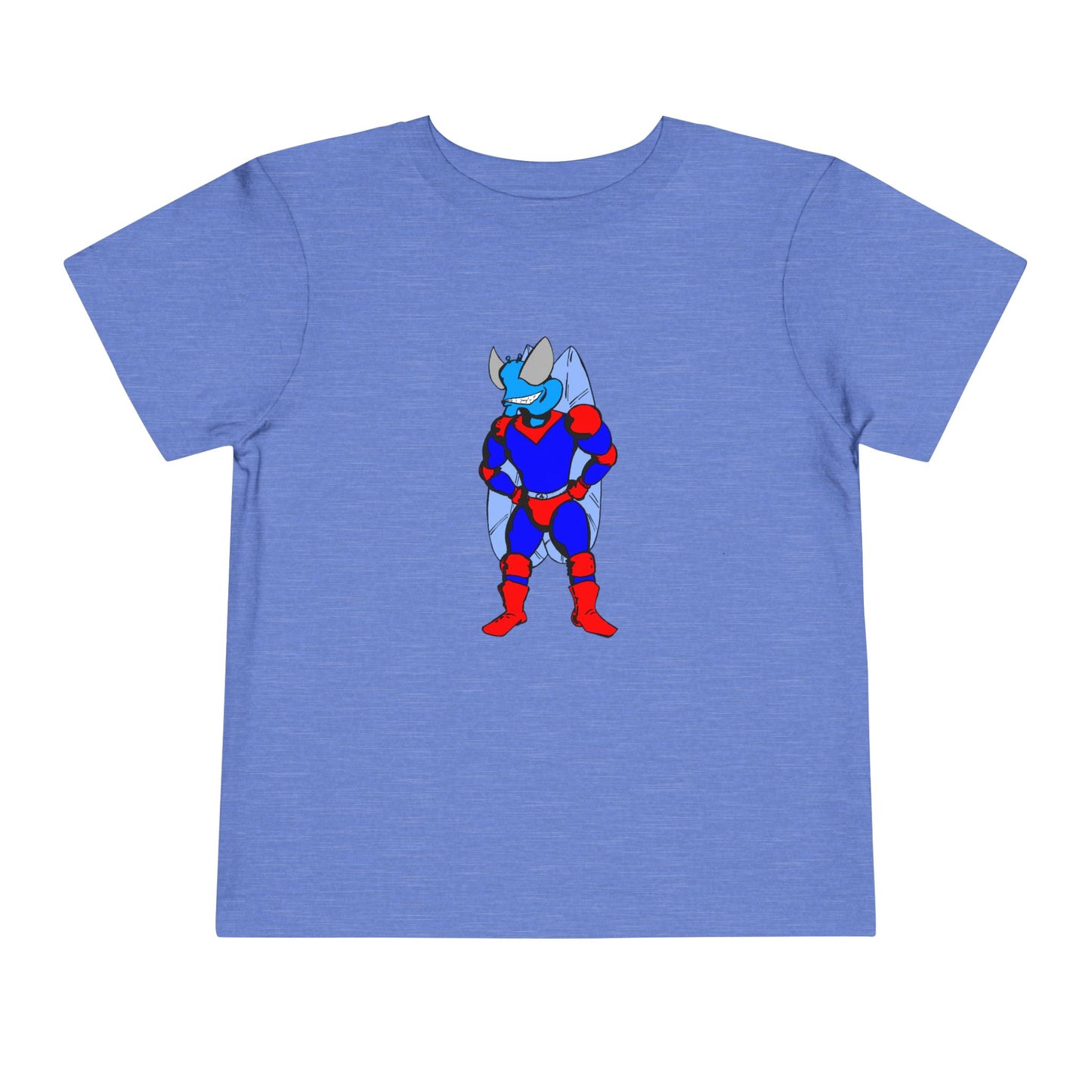 Astro-Fly Toddler Tee — Brave Blue Superhero Bug Graphic