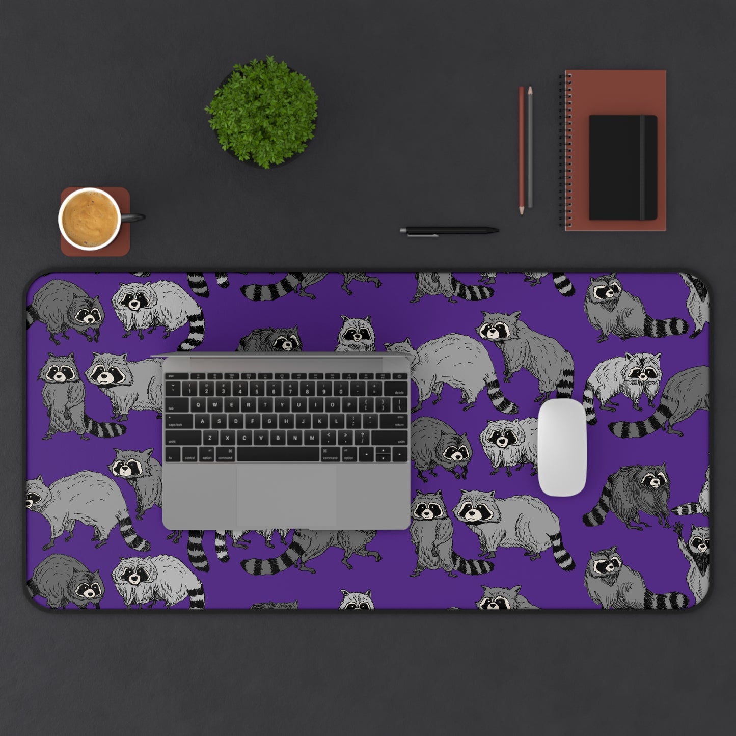 Cute Raccoon Desk Mat, Playful Office Decor, Gift for Animal Lovers, Home Office Accessory, Unique Mouse Pad