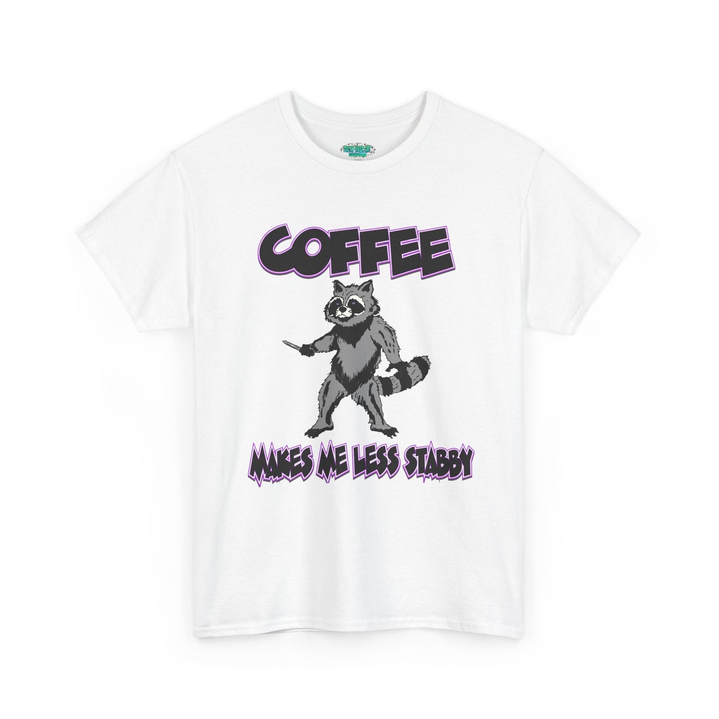 Funny Coffee Raccoon Unisex Heavy Cotton Tee