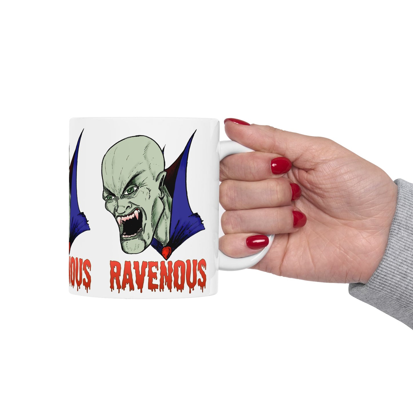 Vampire Mug, Ravenous Bloodthirsty Creature Horror Gothic 11oz/15oz Ceramic Mug