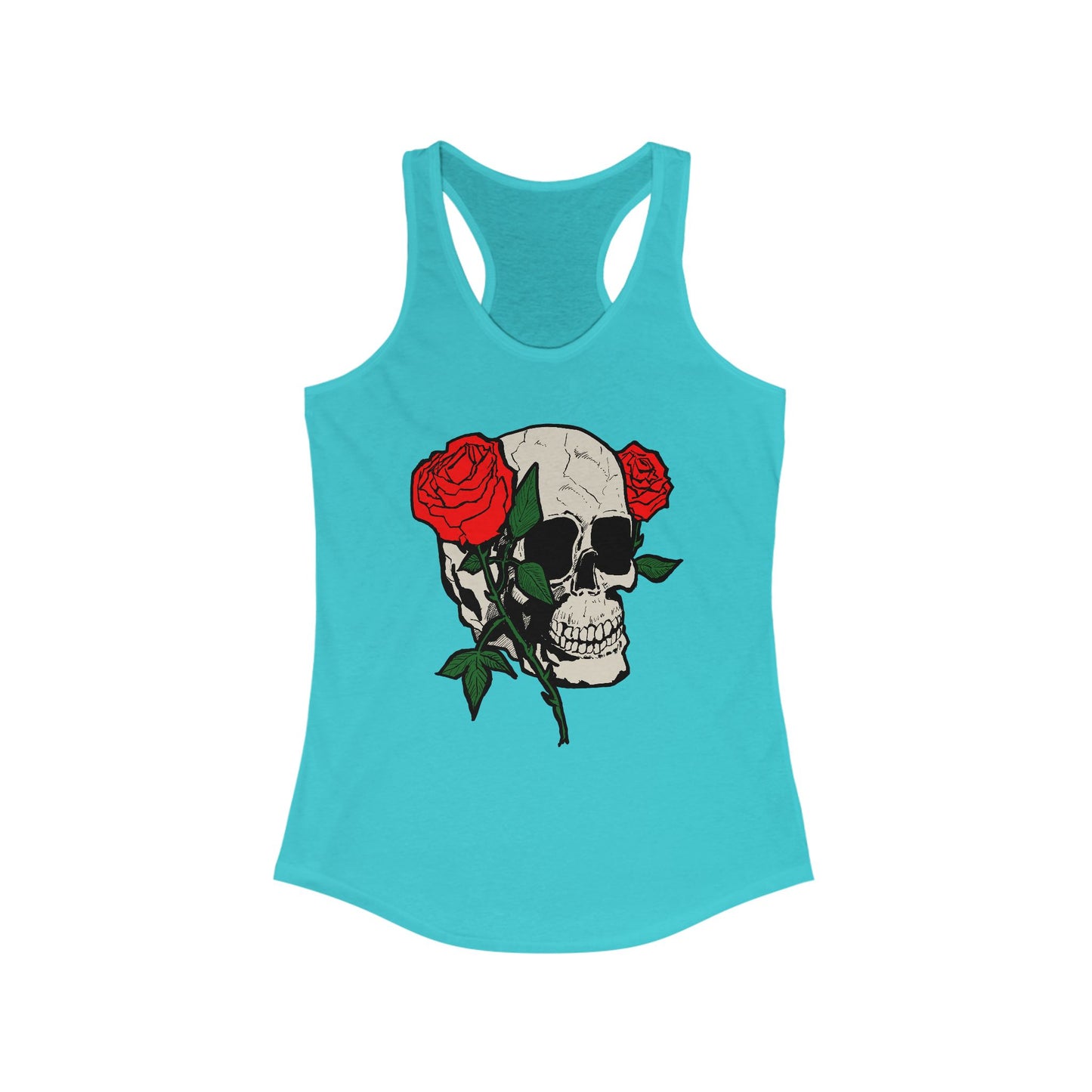 Skull & Roses Racerback Tank Top for Women - Edgy Floral Fitness Wear