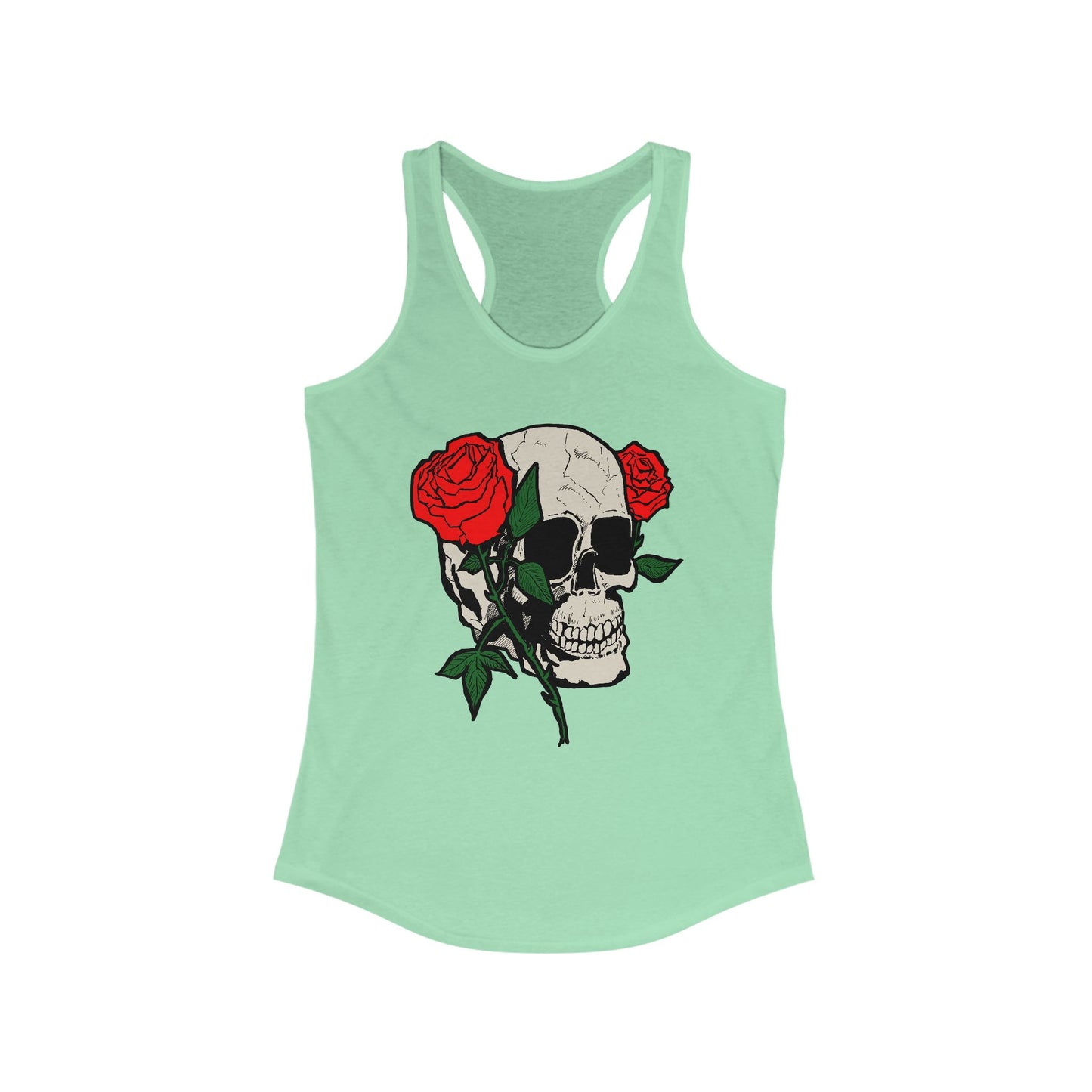 Skull & Roses Racerback Tank Top for Women - Edgy Floral Fitness Wear