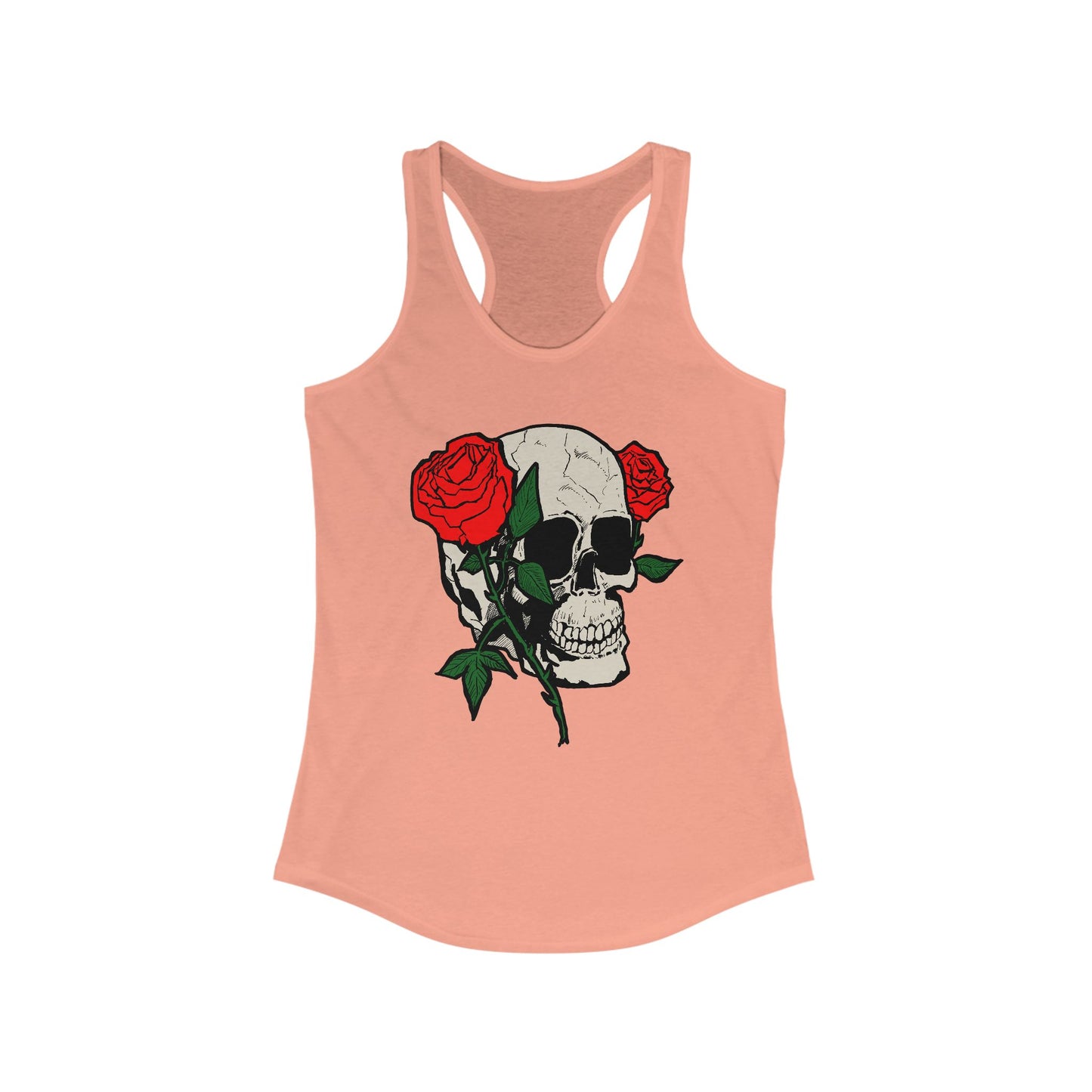 Skull & Roses Racerback Tank Top for Women - Edgy Floral Fitness Wear