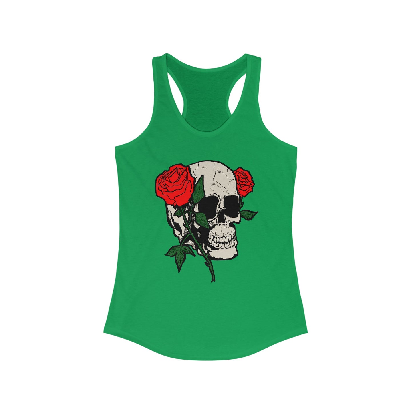 Skull & Roses Racerback Tank Top for Women - Edgy Floral Fitness Wear