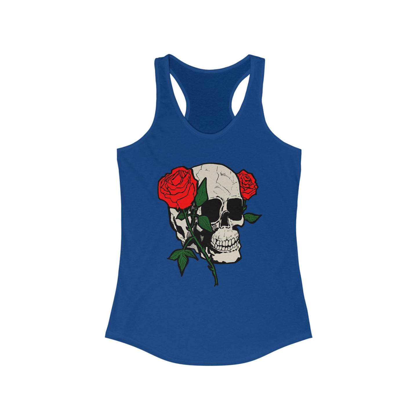 Skull & Roses Racerback Tank Top for Women - Edgy Floral Fitness Wear