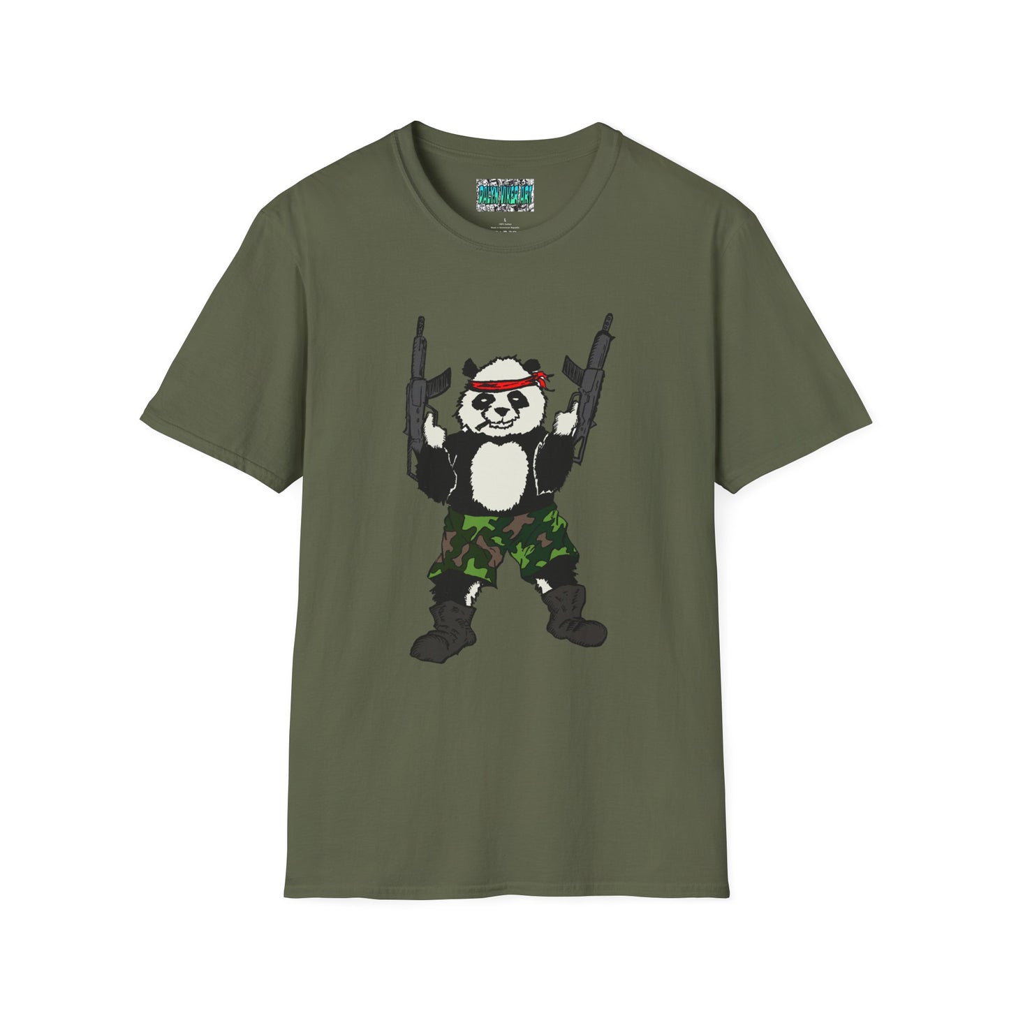 T-Shirt - Panda Guns Military Mercenary Bad Ass Weapons Bamboo