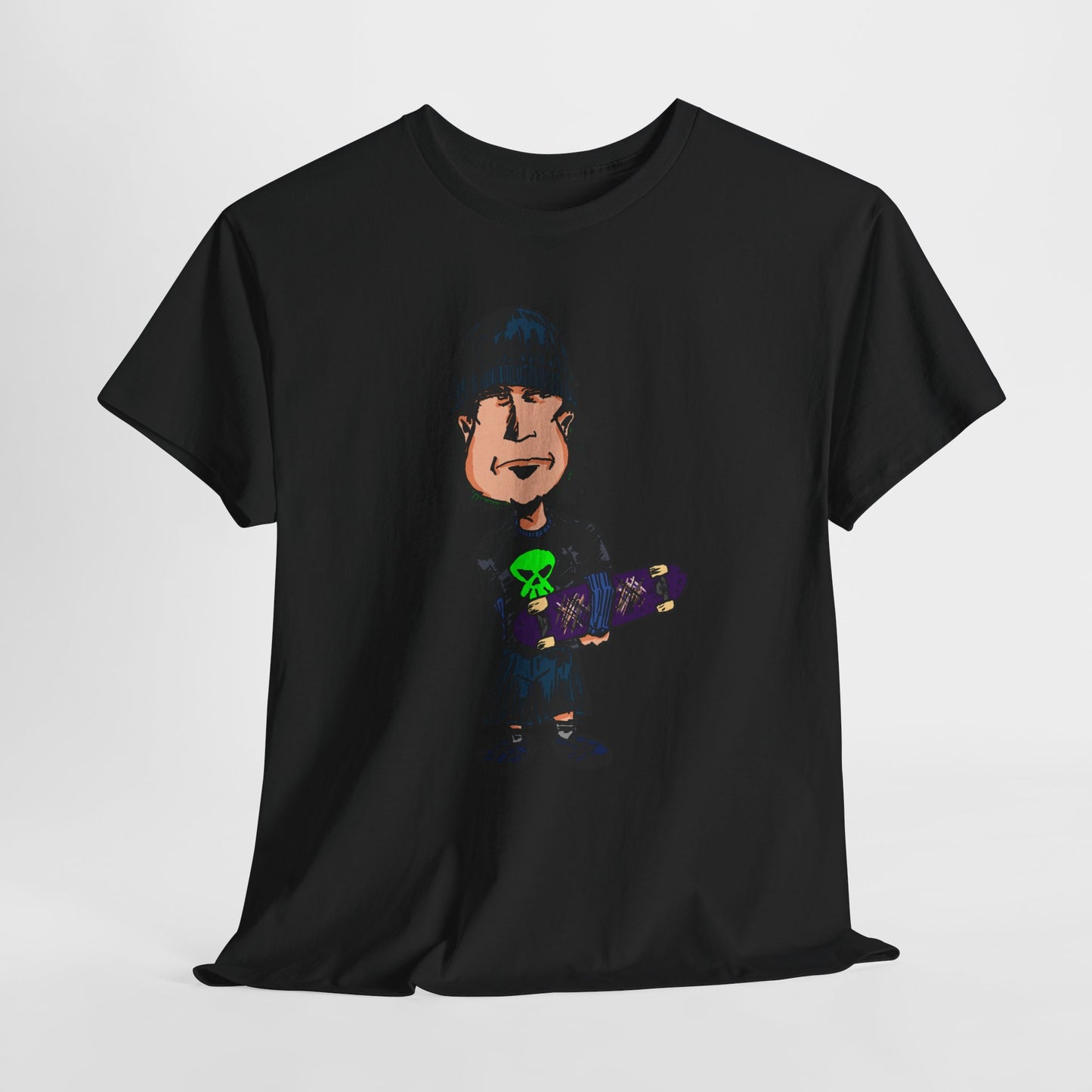 Rude Skater Dude - Skate Punk Cartoon Tee – Boy with Skateboard Graphic Shirt