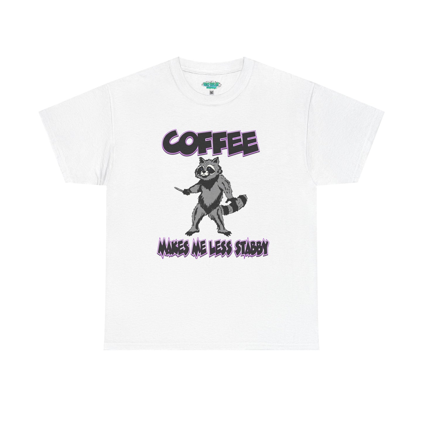 Funny Coffee Raccoon Unisex Heavy Cotton Tee