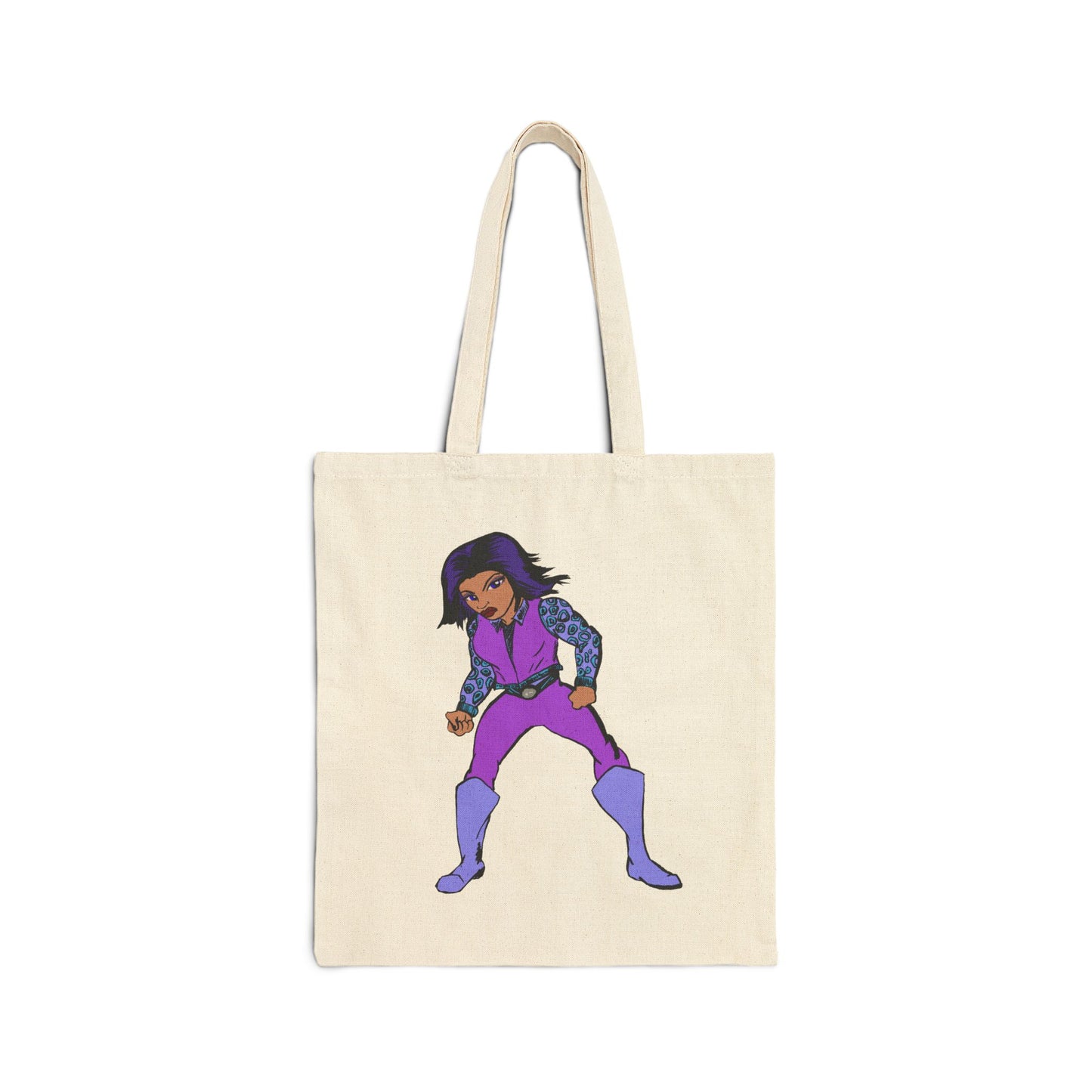 Canvas Tote Bag — Retro Purple Superhero Illustration Tote for Fans & Everyday Use