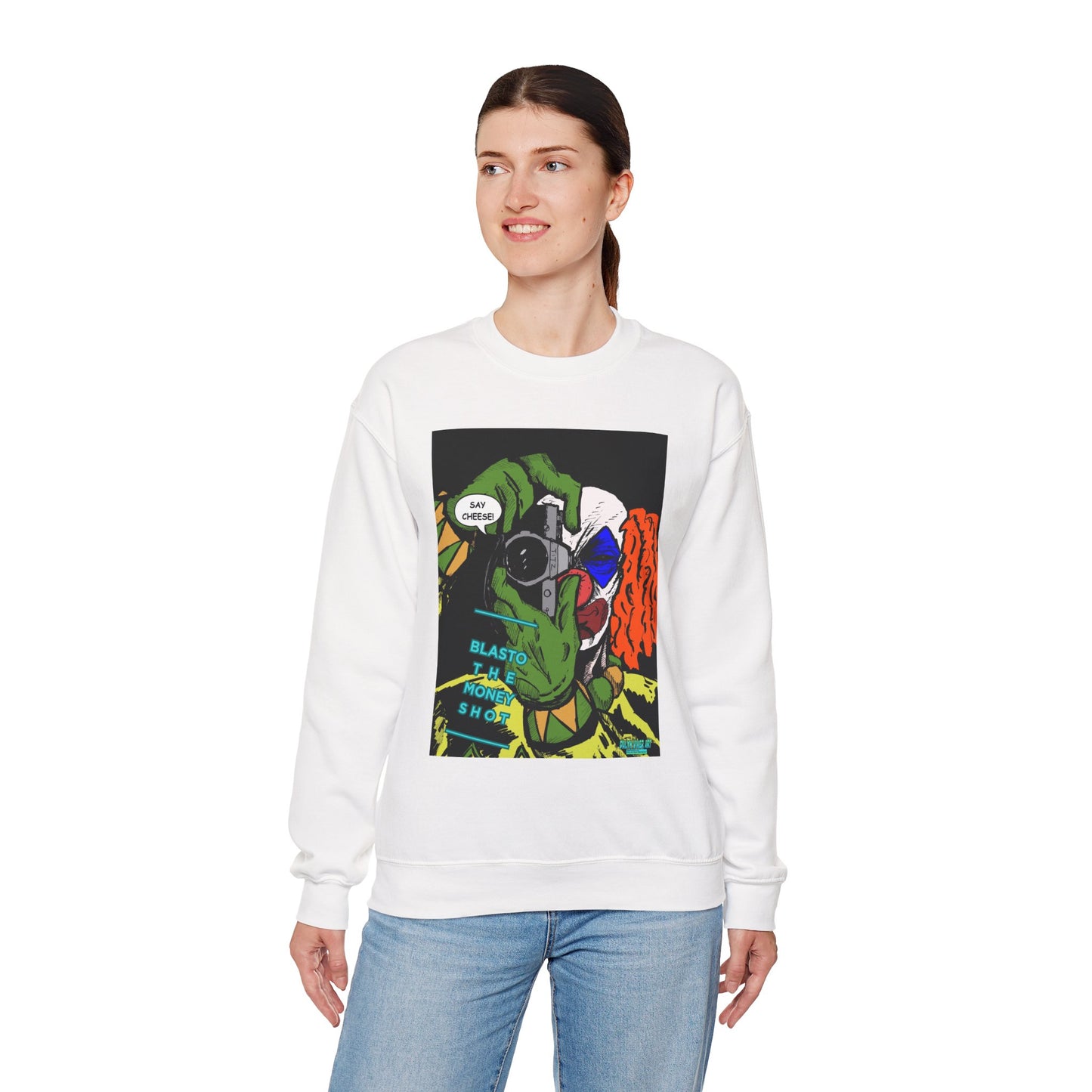Blasto the Clown Retro Homage Graphic Crewneck Sweatshirt - 'Blast from the Past'