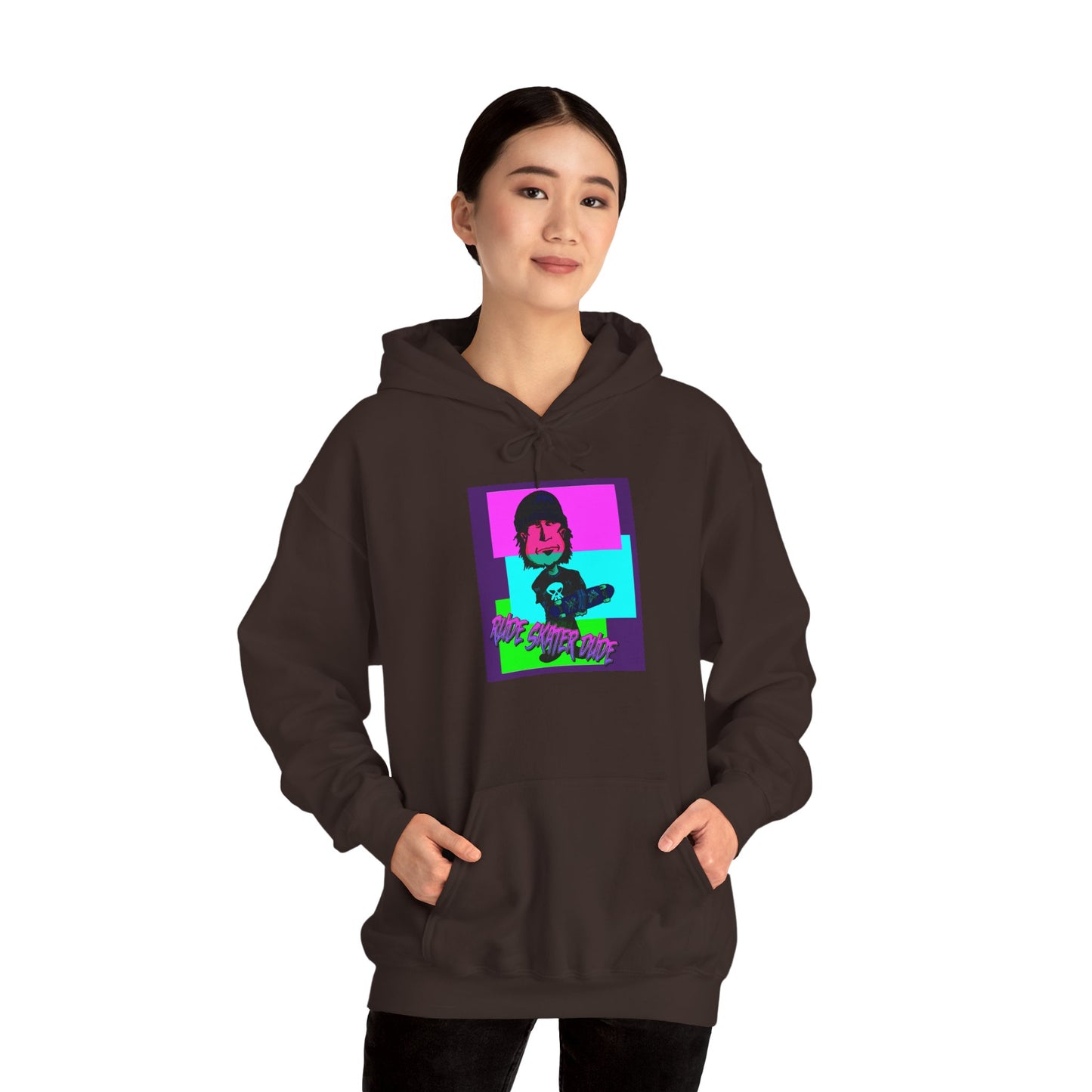 Retro Neon Rude Skater Dude Hoodie — Streetwear