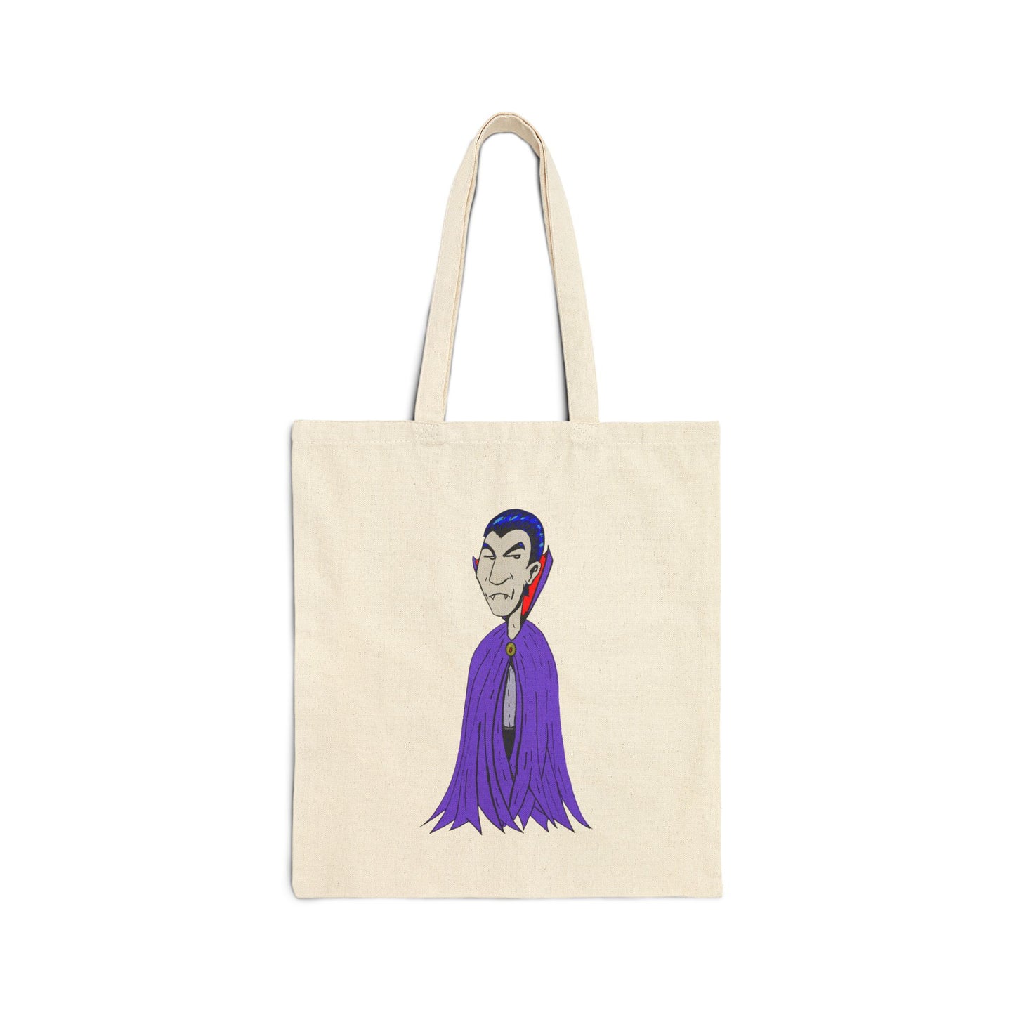 Silly Vampire Cartoon Cotton Tote Bag — Cute Gothic Halloween Canvas Tote
