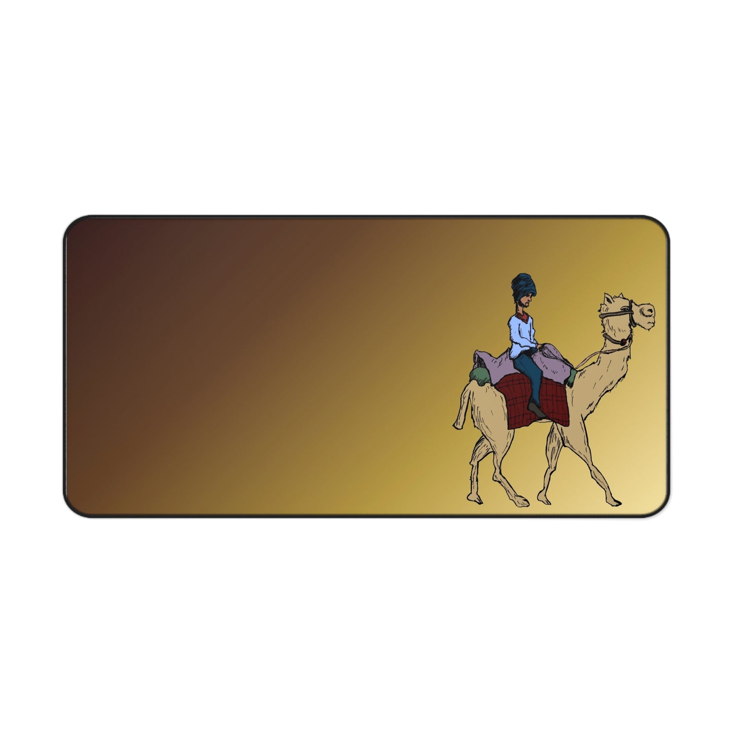 Nomadic Rider on a Camel Desk Mat — Desert Sunset Mouse Pad