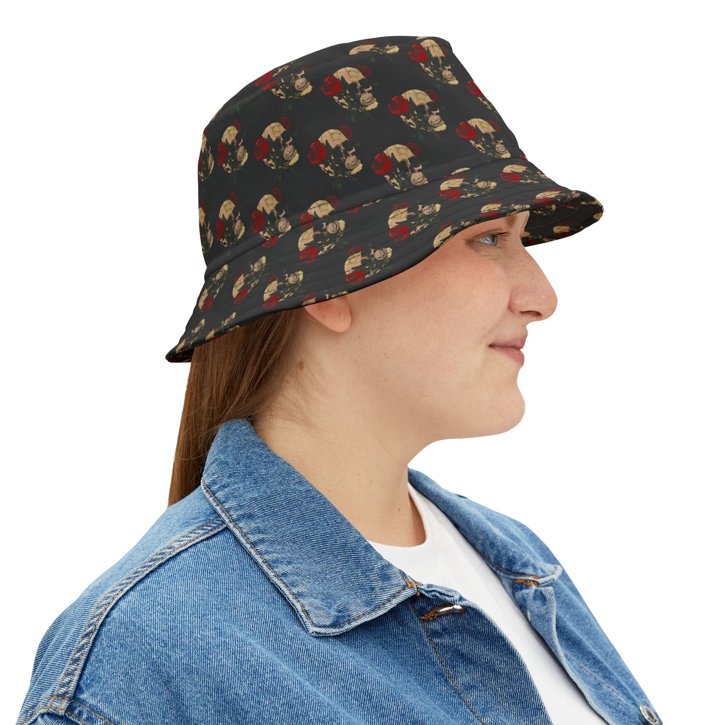 Vintage Skull Pattern Bucket Hat — Gothic AOP