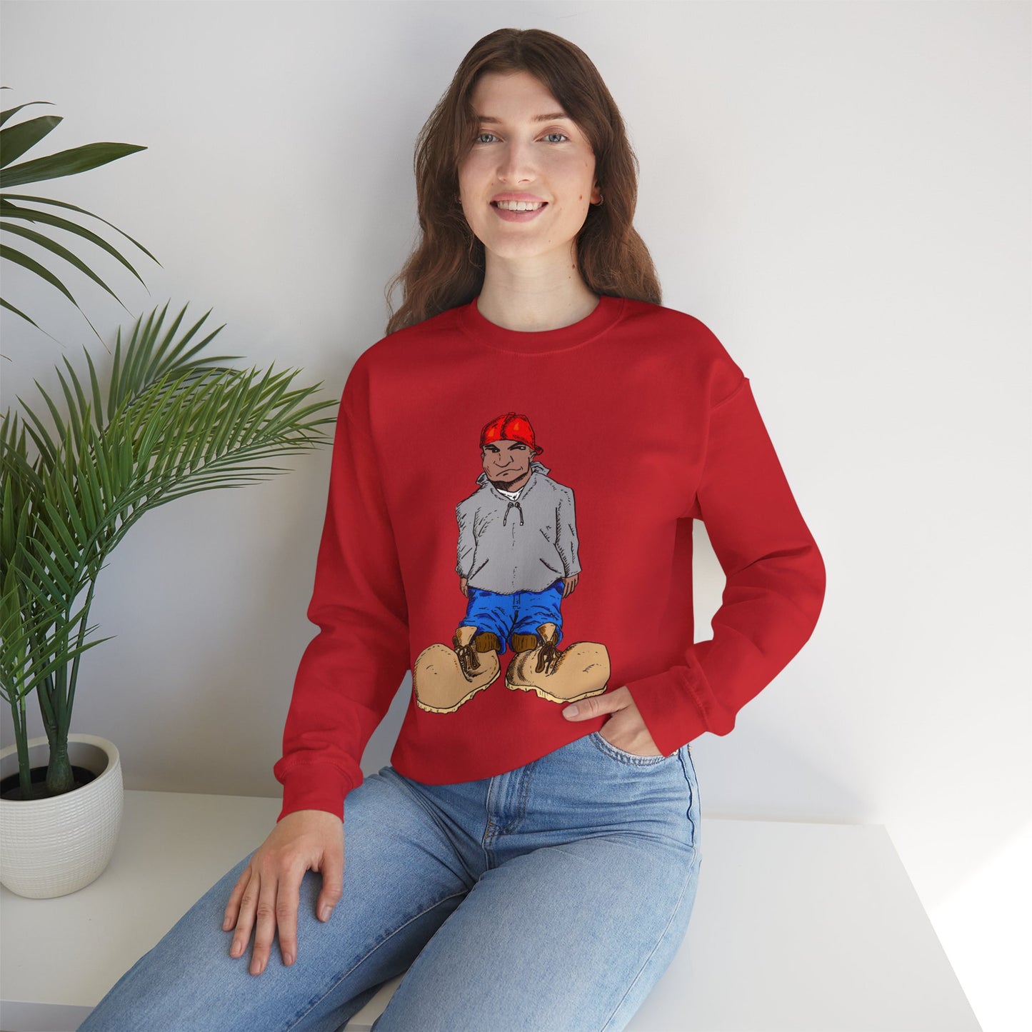 Urban Street Fun Character Boots Art Unisex Crewneck Sweatshirt