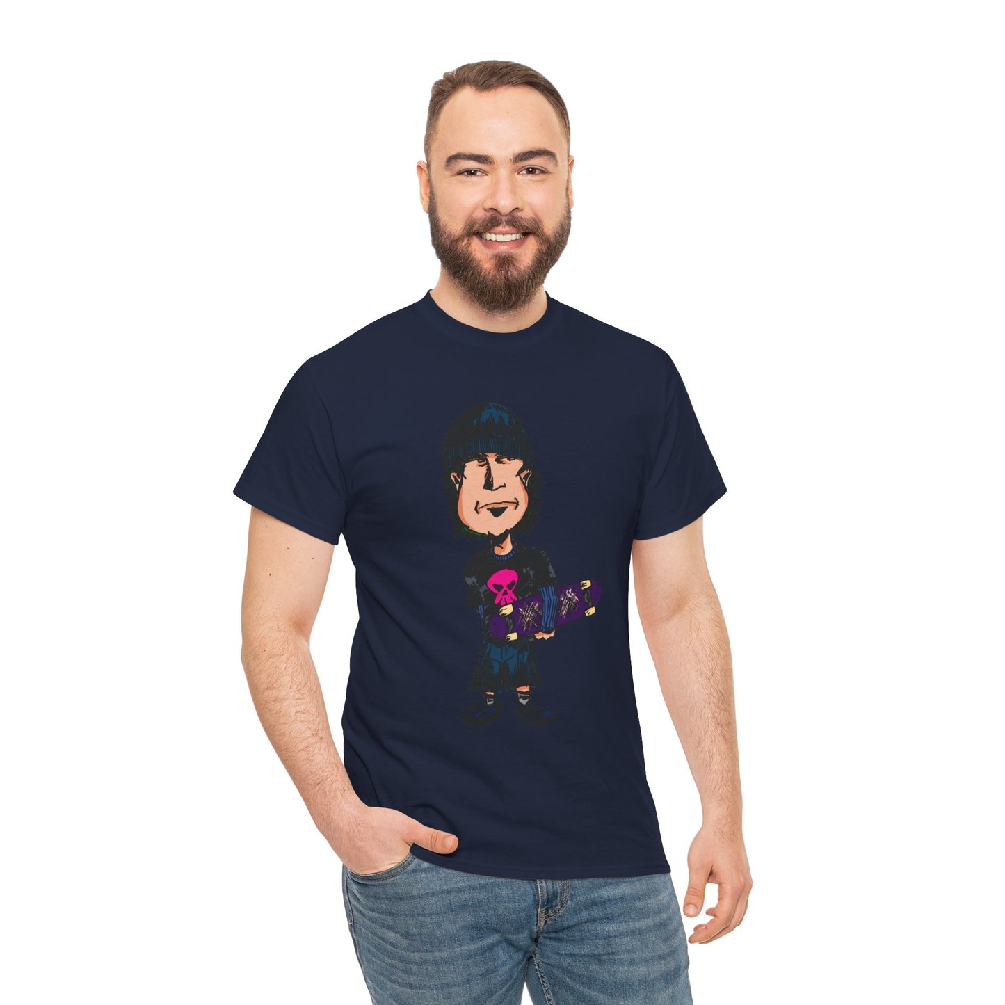 Rude Skater Dude - Skate Punk - Skater Kid Cartoon T‑Shirt — Cute Skateboarder Graphic Tee