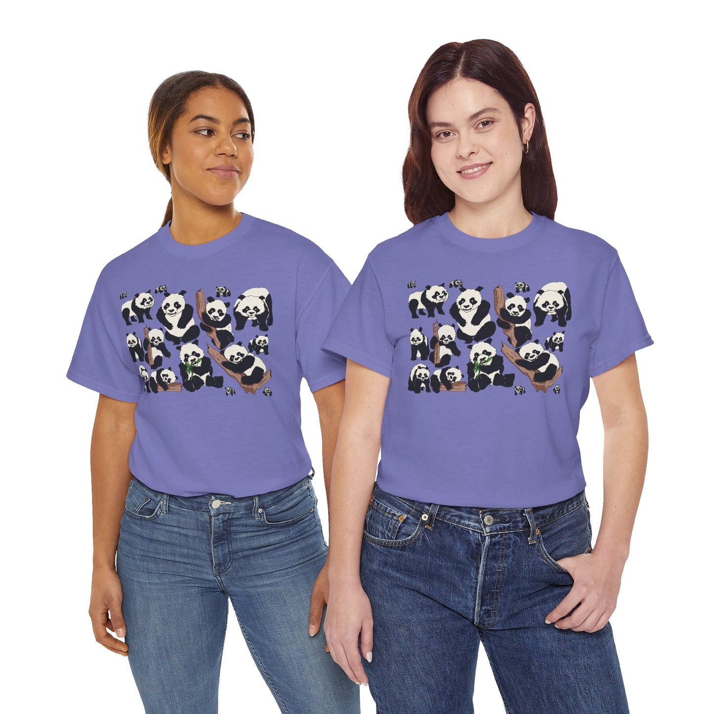 Cute Panda Design Unisex Heavy Cotton Tee | Animal Lover Gift, Casual Wear, Eco-Friendly Apparel, Nature Enthusiast Clothing