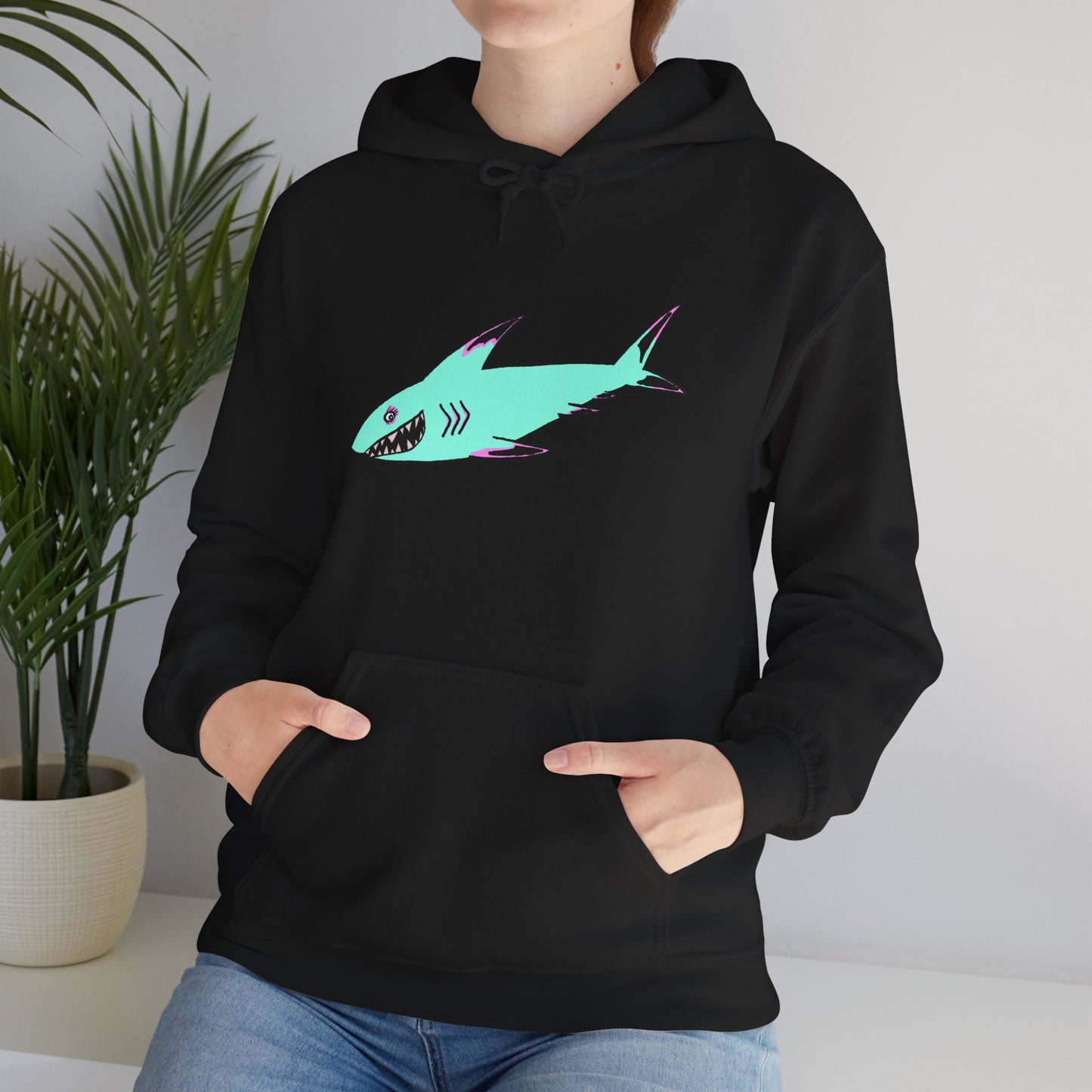 Shark Graphic Unisex Hoodie, Fun Casual Wear, Beach Lover's Gift, Relaxing Lounge Sweatshirt, Unique Gift for Any Occasion