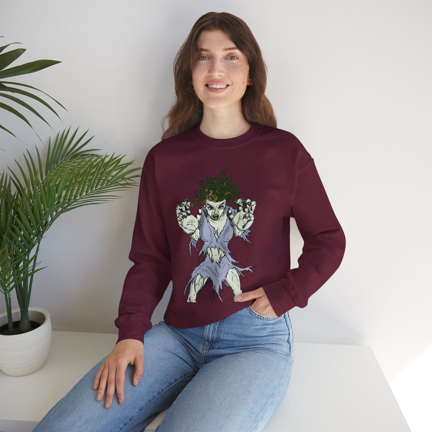 Medusa Inspired Unisex Heavy Blend Crewneck Sweatshirt
